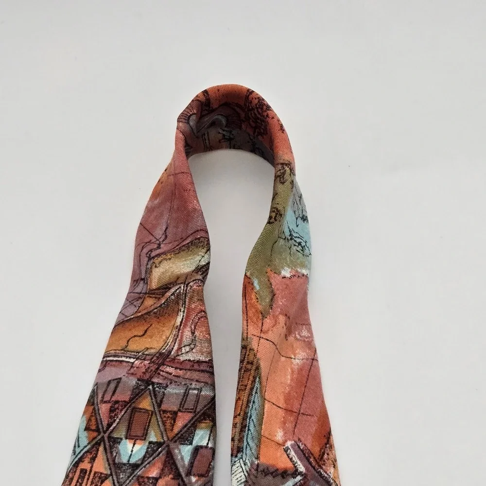 John Weitz Tie Mens Vintage Abstract Travel Map USA Rayon Novelty‎
